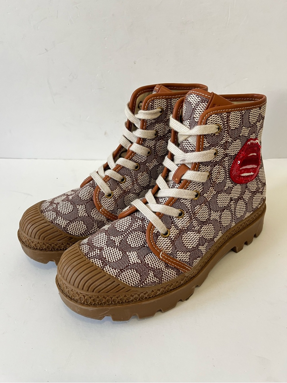 Coach X Tom Wesselmann Trooper Mid Top Boot In Signature Jacquard size 9B - Picture 10 of 11